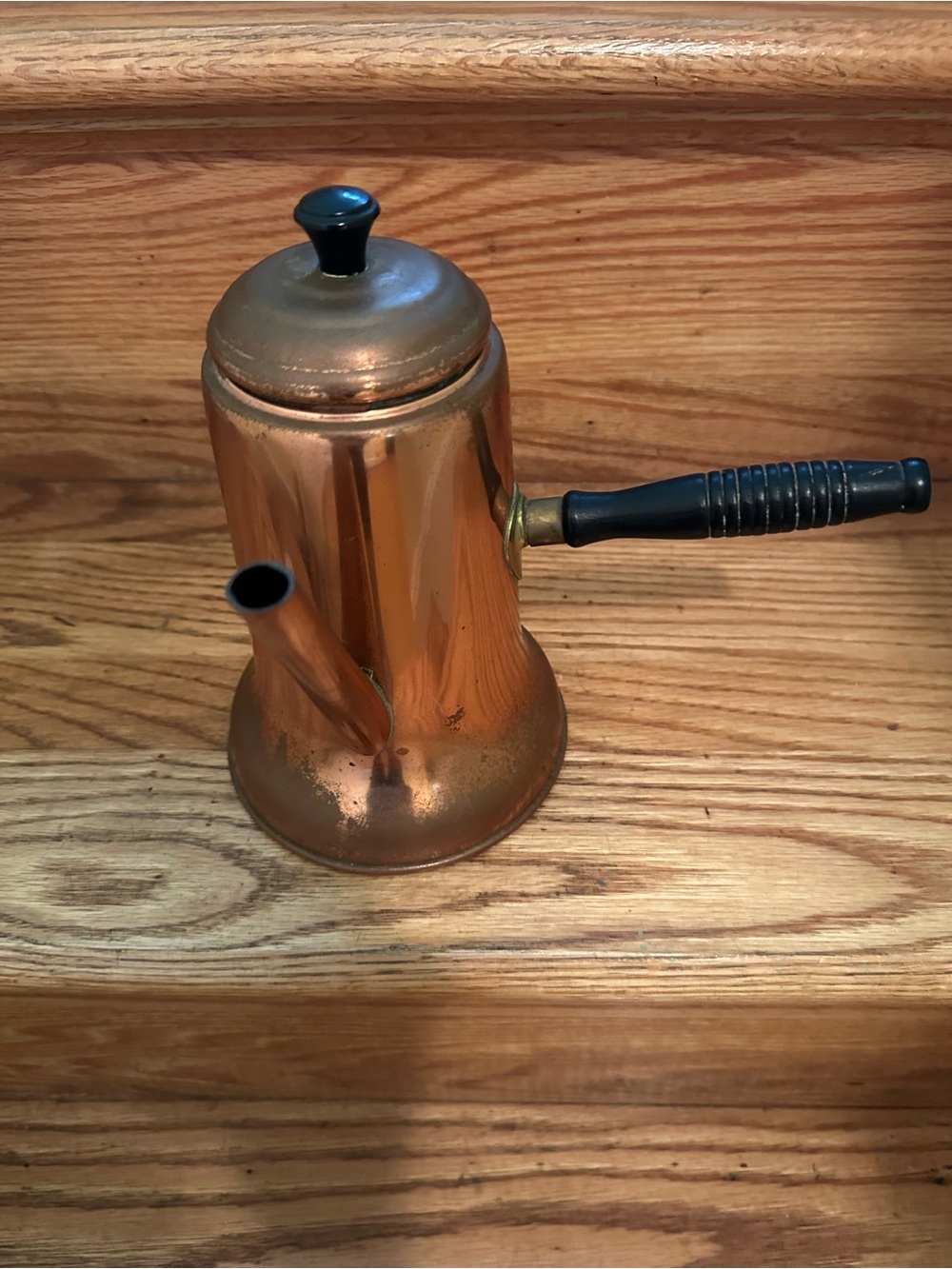 Copper tone Stovetop Coffee Pot with Black Handle